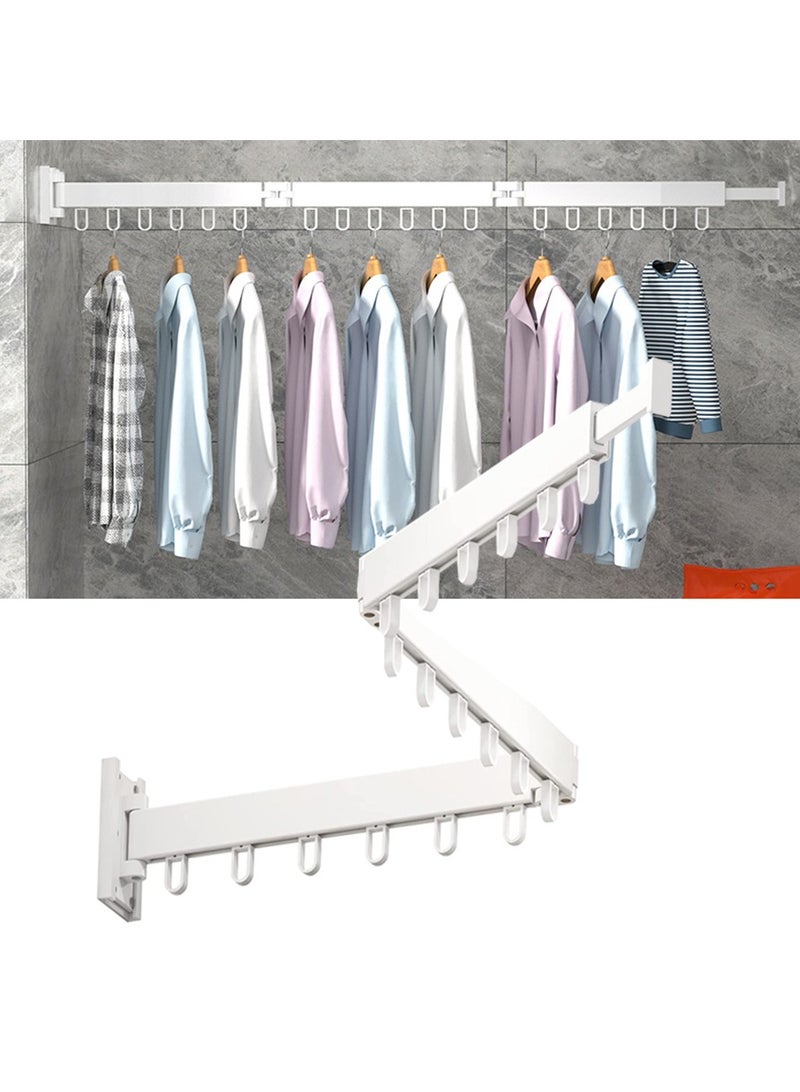 رف تجفيف الملابس قابل للسحب مثبت على الحائط، شماعات ملابس قابلة للطي، رف شماعات ملابس غسيل قابل للطي من الفولاذ المقاوم للصدأ مع رفوف منشفة للشرفة، الغسيل، الحمام، الفناء، غرفة النوم (أبيض) - Image 1