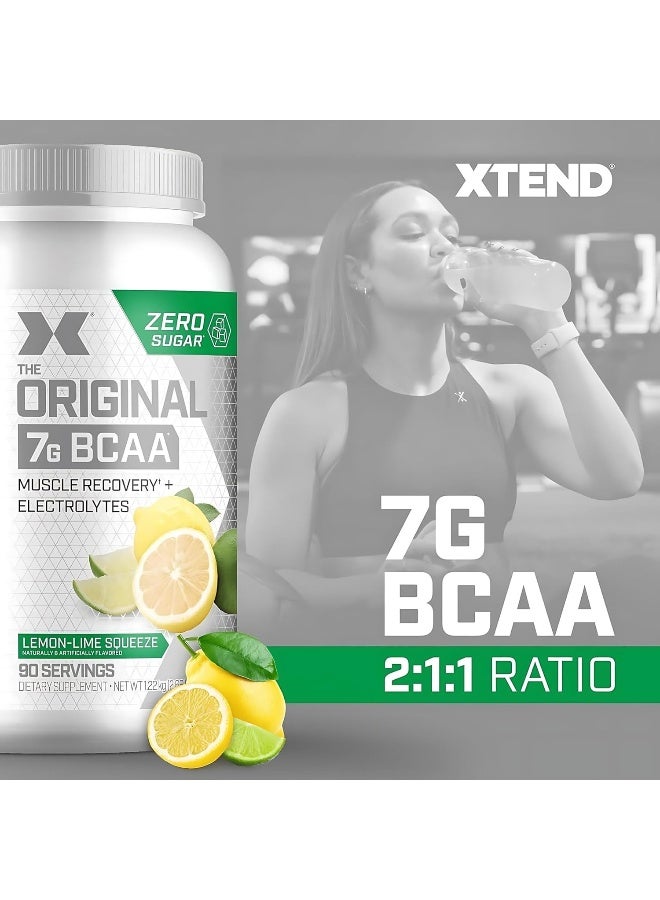 Original Bcaa Powder Zero Sugar With Electrolytes For Hydration & Muscle Repair, Post-Workout Supplement, Lemon Lime Squeeze Flavor - 90 Servings