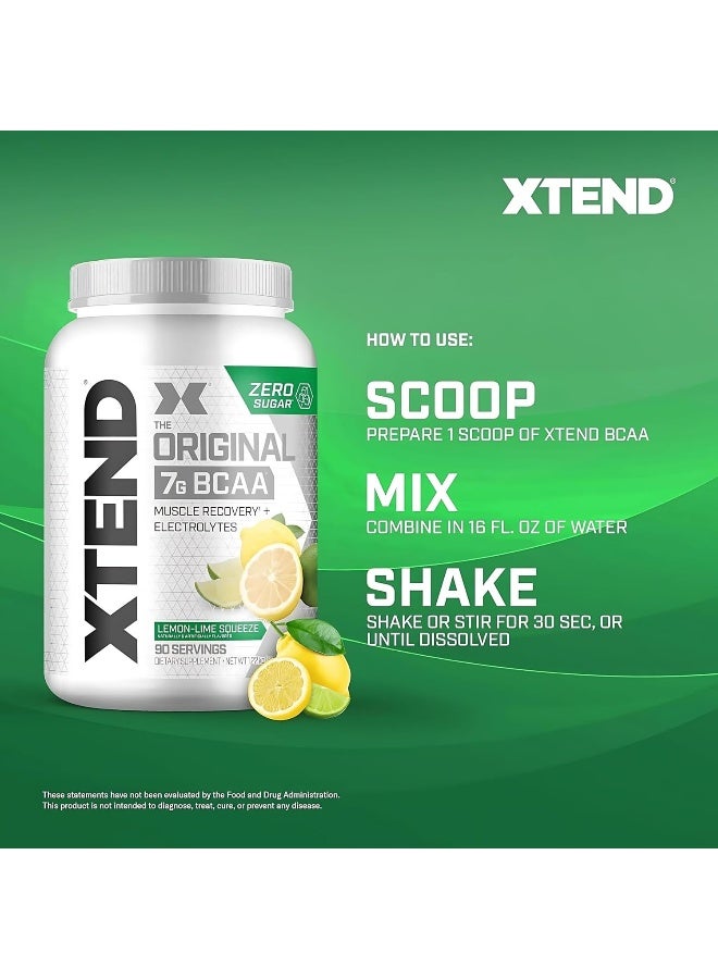 Original Bcaa Powder Zero Sugar With Electrolytes For Hydration & Muscle Repair, Post-Workout Supplement, Lemon Lime Squeeze Flavor - 90 Servings