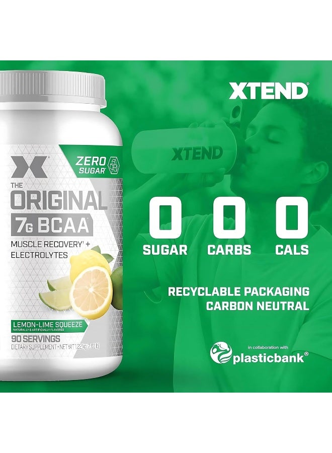 Original Bcaa Powder Zero Sugar With Electrolytes For Hydration & Muscle Repair, Post-Workout Supplement, Lemon Lime Squeeze Flavor - 90 Servings
