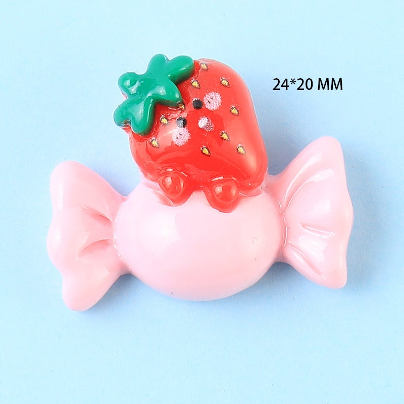 Resin Accessories Strawberry Letter Brand diy Jewelry Cream Glue Phone Case Decorative Box Patch Shoes Clothes Hairpin Material 396#04 Strawberry Candy