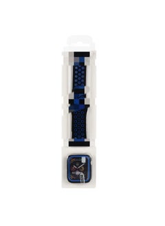 Suitable For Apple Nike Two-color Silicone Watch Band Set For Apple Watch7/SE/6/5/4321 Sport-Color:Black Blue-Exterior Dimension:45MMS/M Short