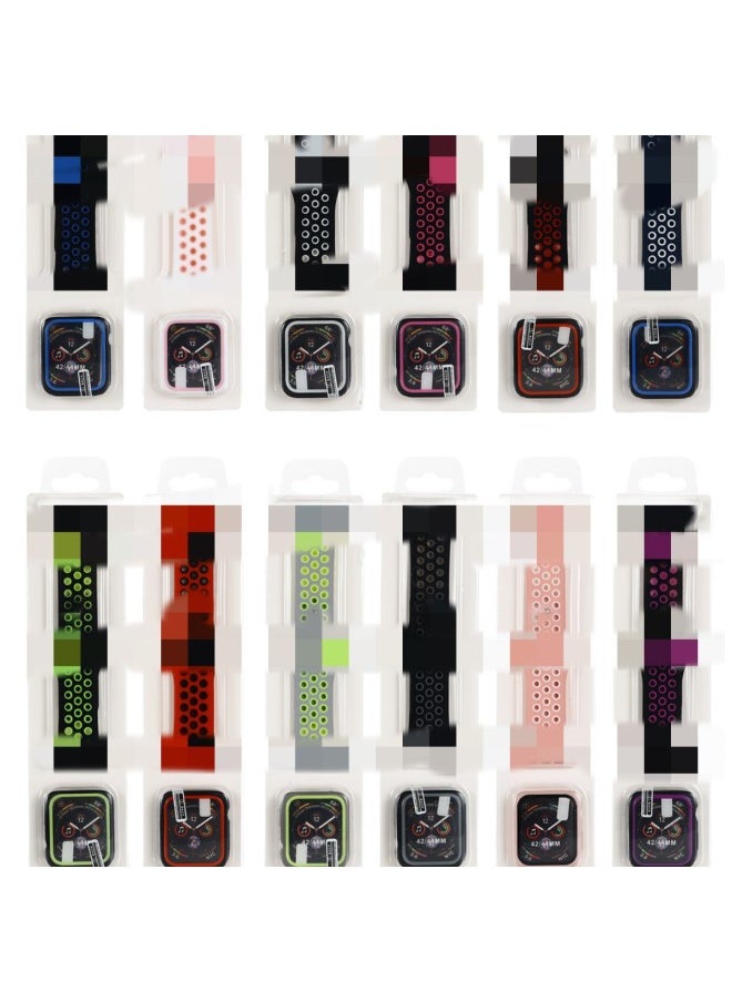 Generic - Suitable For Apple Nike Two-color Silicone Watch Band Set For Apple Watch7/SE/6/5/4321 Sport-Color:Black Blue-Exterior Dimension:45MMS/M Short - Image 1