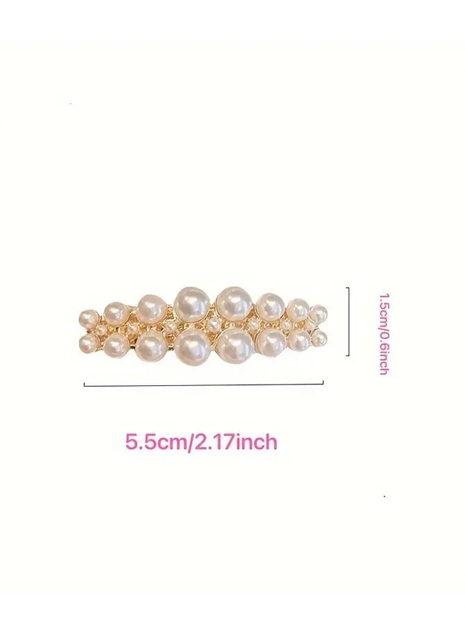 Goolsky 2-Pack Alloy Hair Clips, Cute Oblong Shape with Imitation Pearls, Solid Color Fashion Hair Accessories, Chic Spring Clips for Bangs and Side, Small Size, Trendy Hair Styling Clips for Women - Image 4