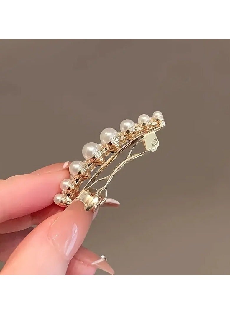 Goolsky 2-Pack Alloy Hair Clips, Cute Oblong Shape with Imitation Pearls, Solid Color Fashion Hair Accessories, Chic Spring Clips for Bangs and Side, Small Size, Trendy Hair Styling Clips for Women - Image 5