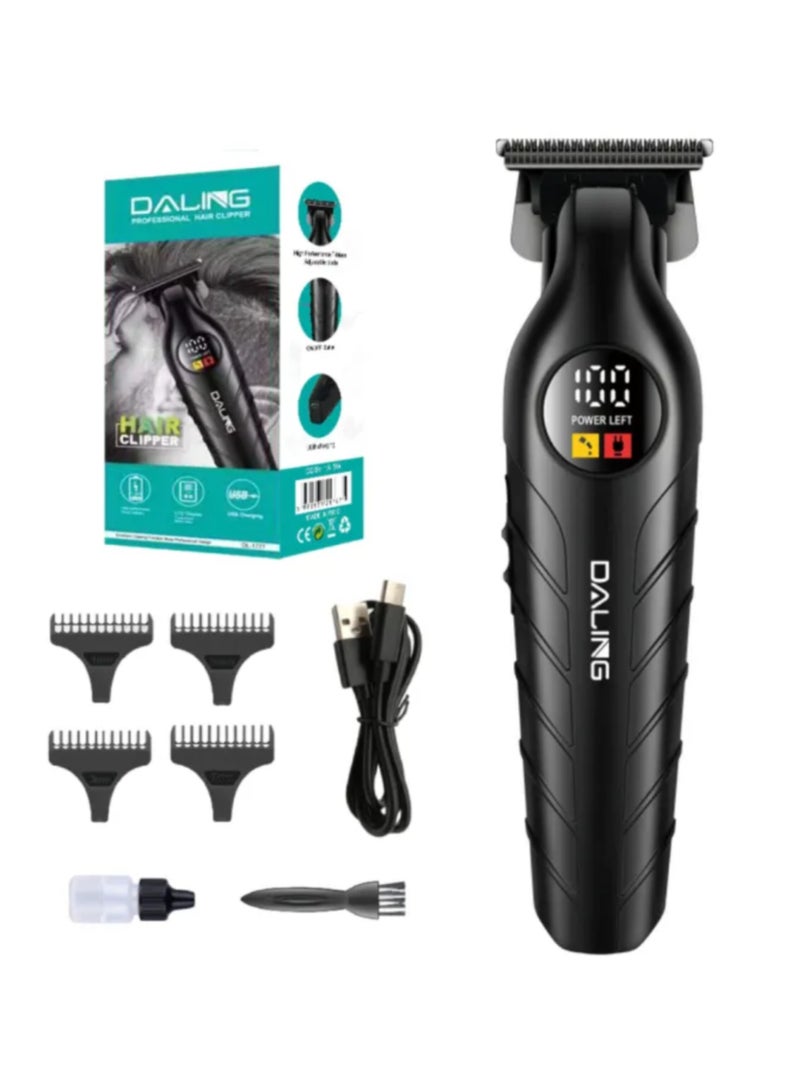 Daling DL1777 Professional Rechargeable Cordless Hair Trimmer & Shaver - USB Charging, with 3 Adjustable Guide Combs (1-3mm) for Men's Home & Professional Grooming - Image 2