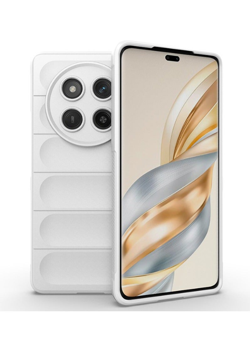 for Honor X9c 5G Case Cover, Heavy Duty 4D Striped Pattern Sensory Soft Silicone Full Portection Shockproof Phone Case for Honor X9c 5G, White 