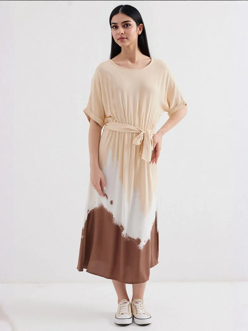 بيغ دارت فستان ميدي متدرج بألوان  مع فيونكة