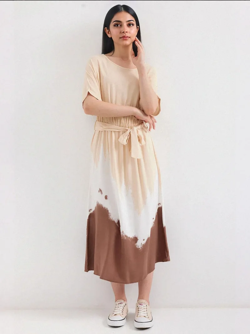 بيغ دارت فستان ميدي متدرج بألوان  مع فيونكة