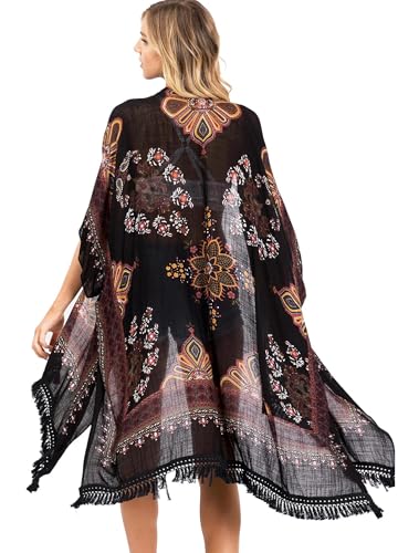 Breezy Lane Kimonos for Women Beach Coverup for Swimsuit Bathing Suit Cover Up Summer Cardigans with Tassel - Image 2