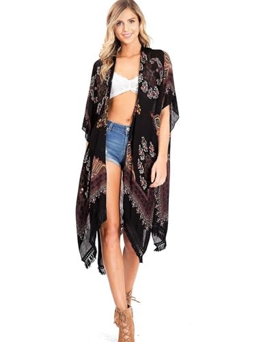 Breezy Lane Kimonos for Women Beach Coverup for Swimsuit Bathing Suit Cover Up Summer Cardigans with Tassel - Image 3