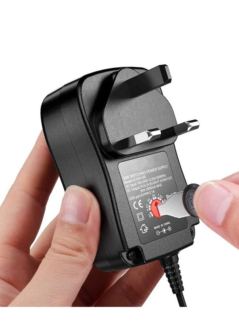 Captaintech Universal 30W 3V 4.5V 5V 6V 7.5V 9V 12V AC/DC Adapter Switching Power Supply Charger PSU with 8 Selectable Adaptor Tips for 3V-12V Household Electronics and LED Strip - 2000mA Max  - Image 5