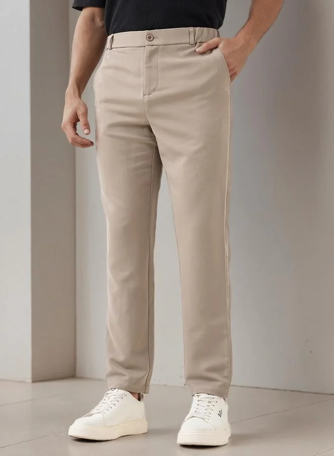 Iconic Men Regular Fit Flexi Waist Formal Trousers