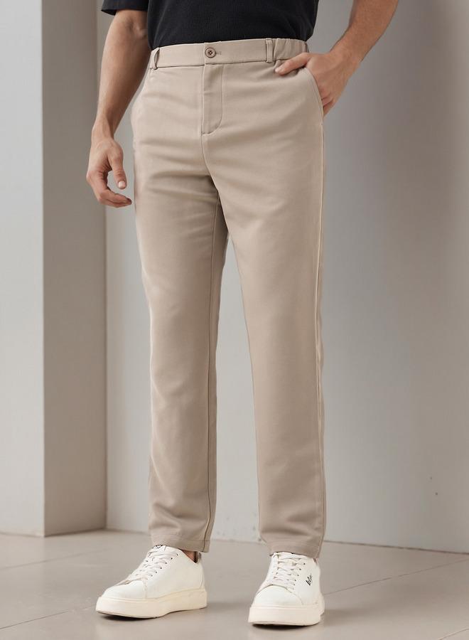 Iconic Men Regular Fit Flexi Waist Formal Trousers - Image 1