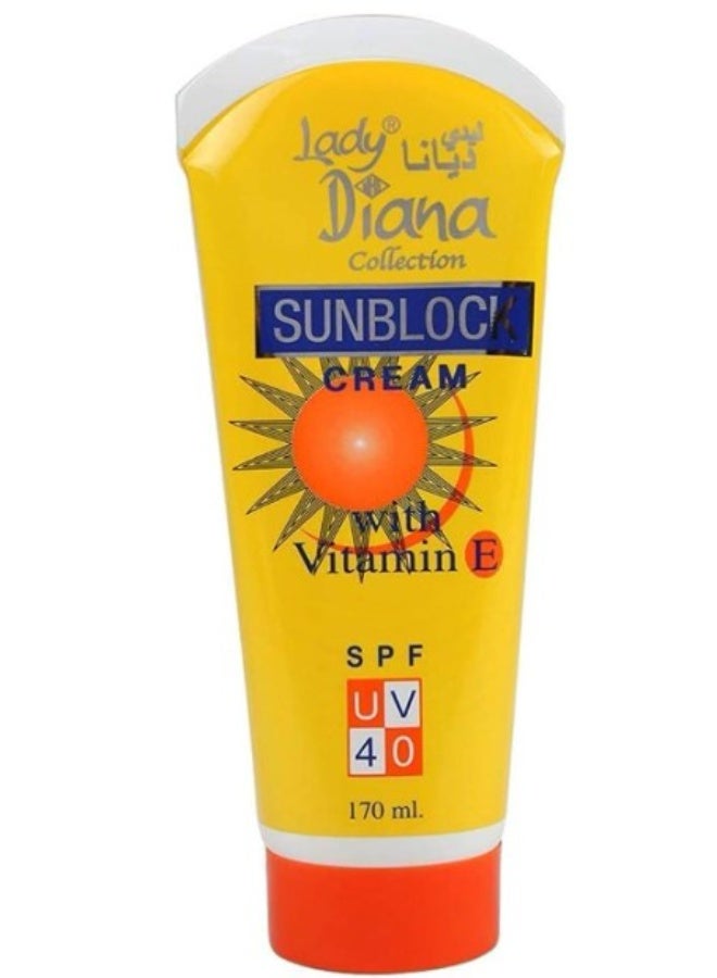 Lady Diana Sunblock Cream With Vitamin E SPF UV 40 -170ml - Image 1