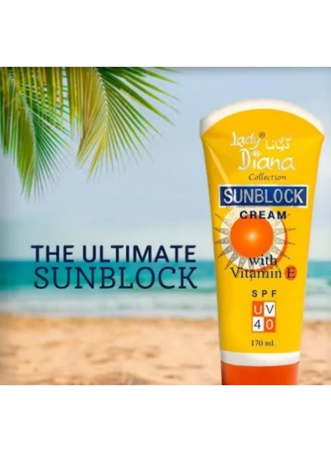 Lady Diana Sunblock Cream With Vitamin E SPF UV 40 -170ml - Image 2
