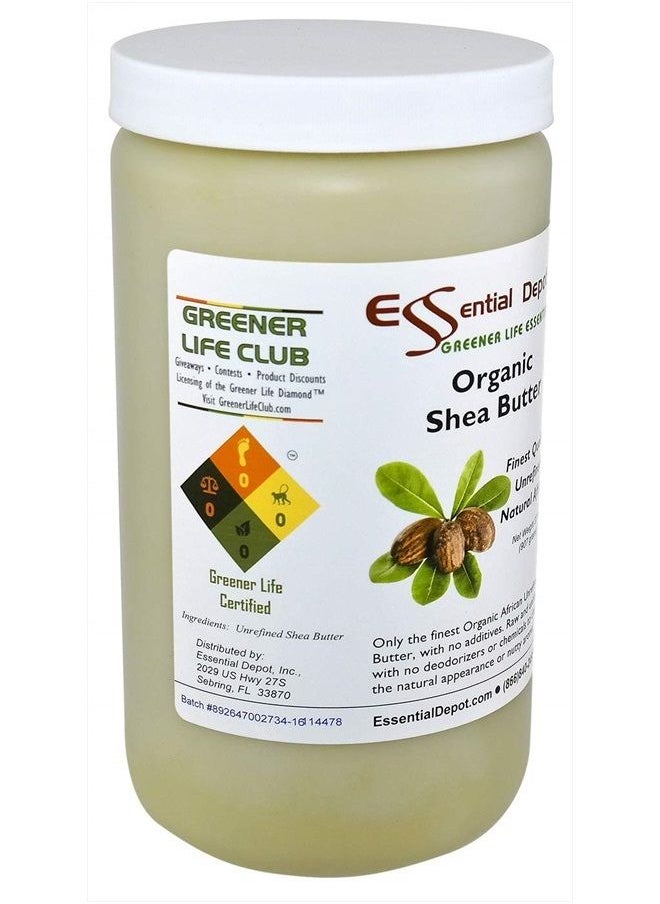 Essential Depot - Shea Butter - 32 oz. - 2 lbs - Organic - Unrefined - In resealable safety sealed HDPE Jar - Image 1