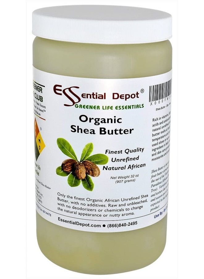 Essential Depot - Shea Butter - 32 oz. - 2 lbs - Organic - Unrefined - In resealable safety sealed HDPE Jar - Image 1