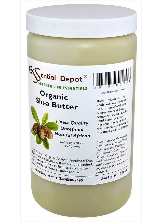 Essential Depot - Shea Butter - 32 oz. - 2 lbs - Organic - Unrefined - In resealable safety sealed HDPE Jar - Image 1