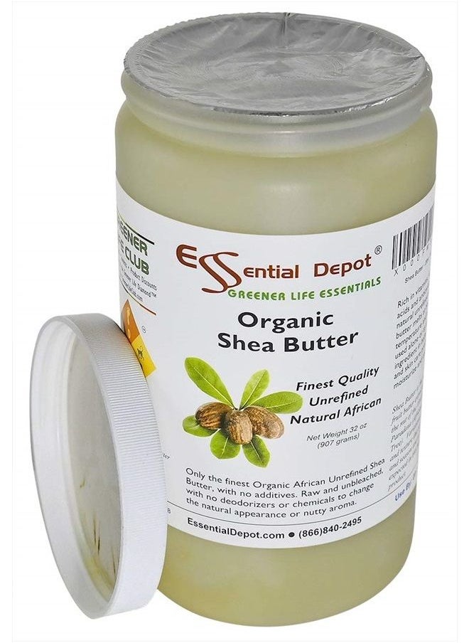 Essential Depot - Shea Butter - 32 oz. - 2 lbs - Organic - Unrefined - In resealable safety sealed HDPE Jar - Image 1