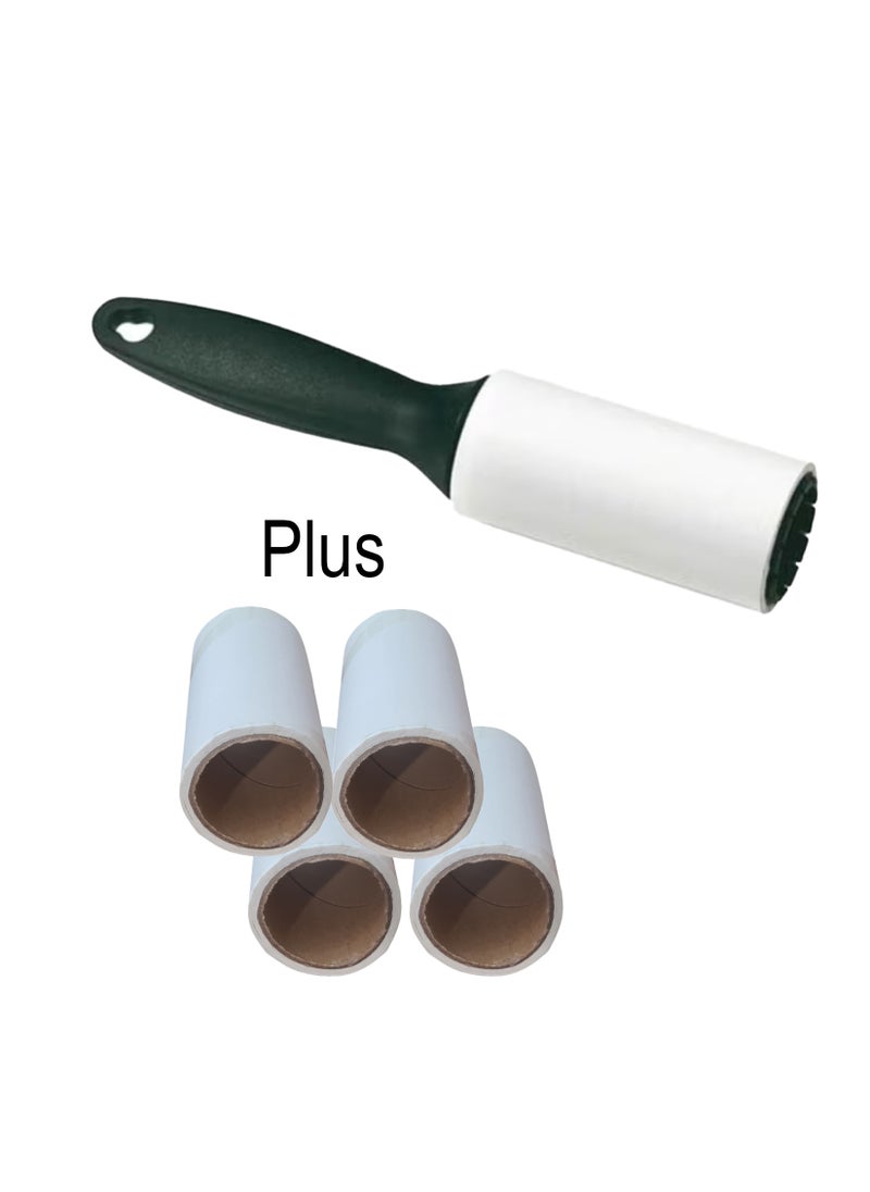 Generic Multifunctional Lint Roller with 4 Extra Refill Sticky Rolls to Remove Fibrous Lint Animal Hairs from Clothes  - Image 1