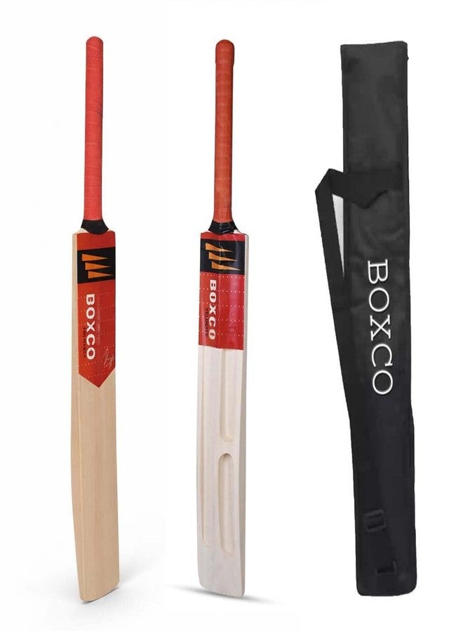 Boxco Velocity Light Weight Thick Edges Cricket Bat for Tennis Ball, Premium Willow Wood, Balanced Design, Non-Slip Grip (Age Upto 8) - Image 1