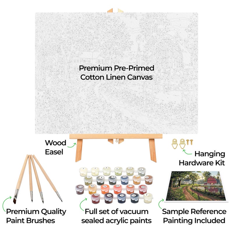 Ledgebay DIY Paint by Numbers Kit for Adults Framed Canvas Beginner to Advanced Paint by Numbers Kit Kits Include Acrylic Paint Set Brushes Tabletop Easel (The Road Home 12" x 16" Framed) - Image 2