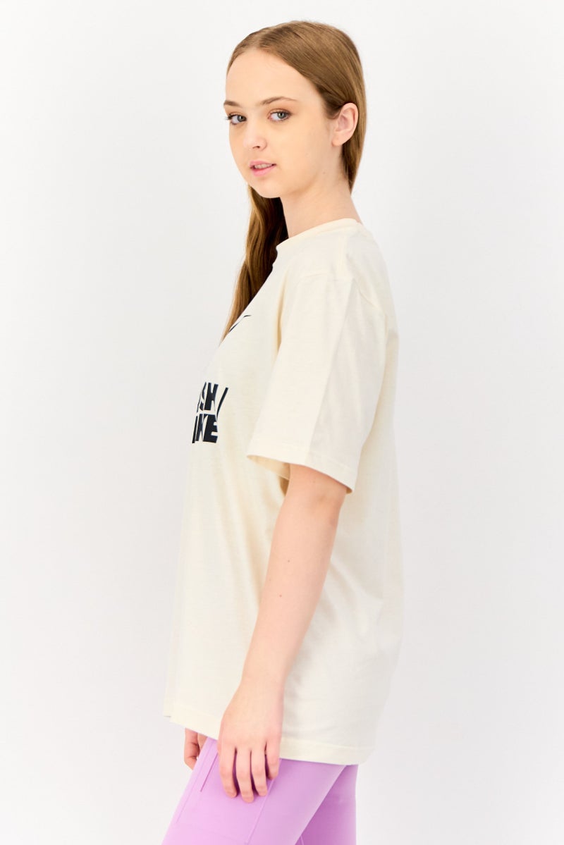 Nike Women Sportswear Fit Short Sleeves Outdoor T-Shirt, Beige - Image 3