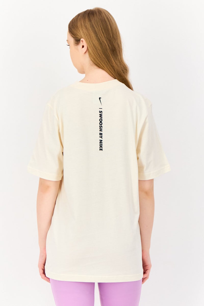 Nike Women Sportswear Fit Short Sleeves Outdoor T-Shirt, Beige - Image 4
