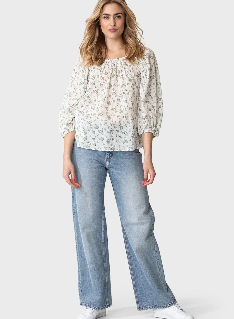 INDISKA Balloon Sleeve Printed Top