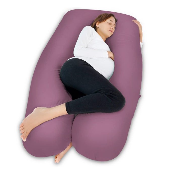 PREGNANCY PILLOWCOOLING SILKY PREGNANCY PILLOWS FOR SLEEPINGFULL BODY MATERNITY PILLOW FOR PREGNANT WOMAN WITH COOLING SILKY JERSEY COVERDARK PURPLE