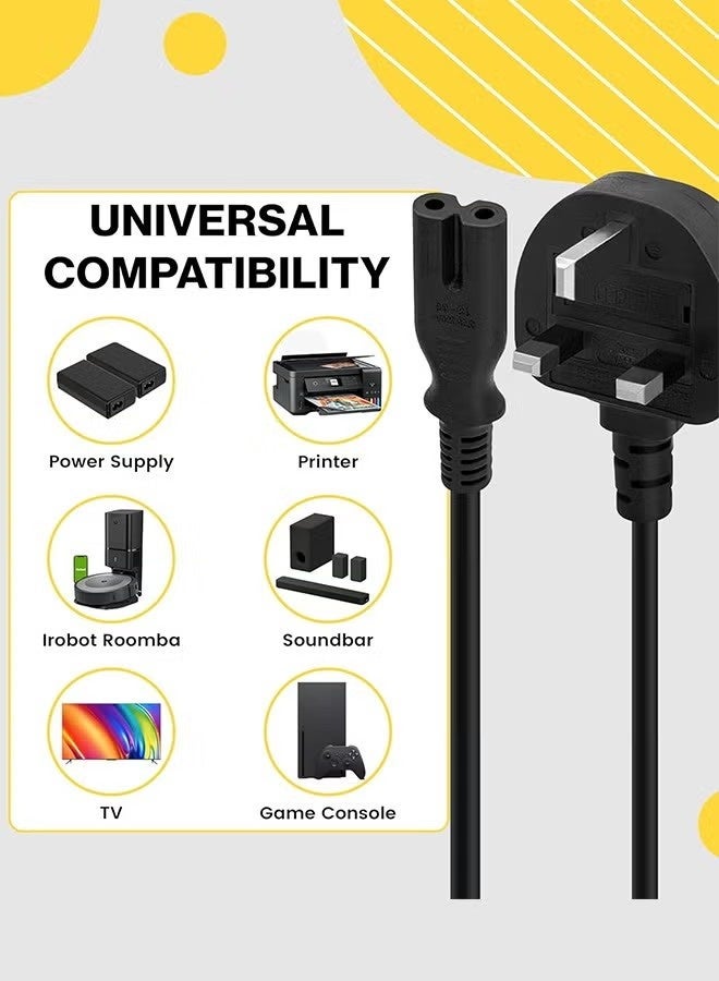 ZVEV 2 Prong AC Power Cord Cable for Samsung TCL Sony TV Compatible HP Printer PS3 PS4 PS5 5FT AC Wall Plug - Image 2