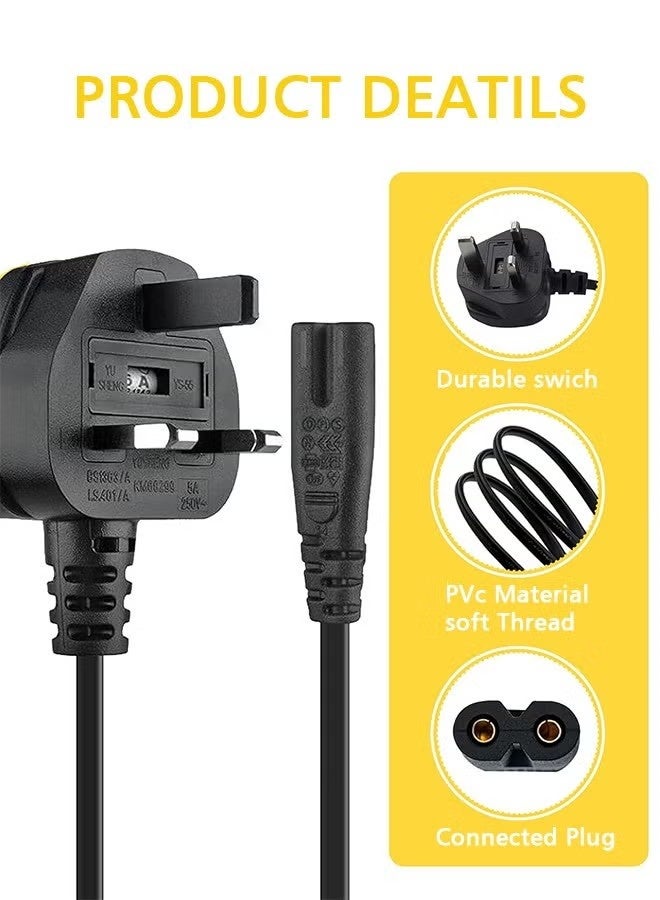 ZVEV 2 Prong AC Power Cord Cable for Samsung TCL Sony TV Compatible HP Printer PS3 PS4 PS5 5FT AC Wall Plug - Image 5