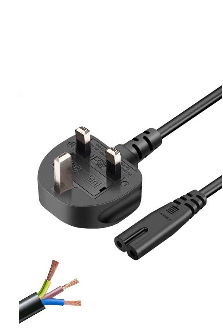 ZVEV 2 Prong AC Power Cord Cable for Samsung TCL Sony TV Compatible HP Printer PS3 PS4 PS5 5FT AC Wall Plug - Image 1