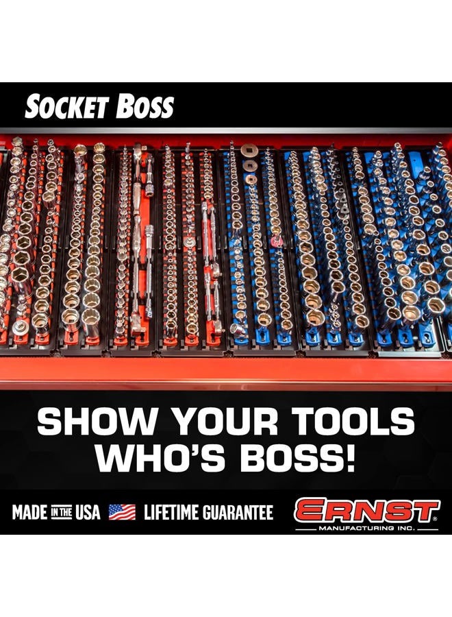 Ernst Manufacturing 8482 Socket Boss 3-Rail Multi-Drive Socket Organizer, 18-Inch Socket Rails with Twist-Lock Secure Storage, Orange - Made in USA - Image 5