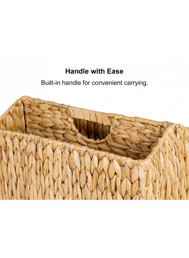 StorageWorks Hand-Woven Divided Magazine Basket, Rattan Magazine Holder, Natural Wicker Magazine Rack for Bathroom, Office, Water Hyacinth, 1 Pack - Image 3