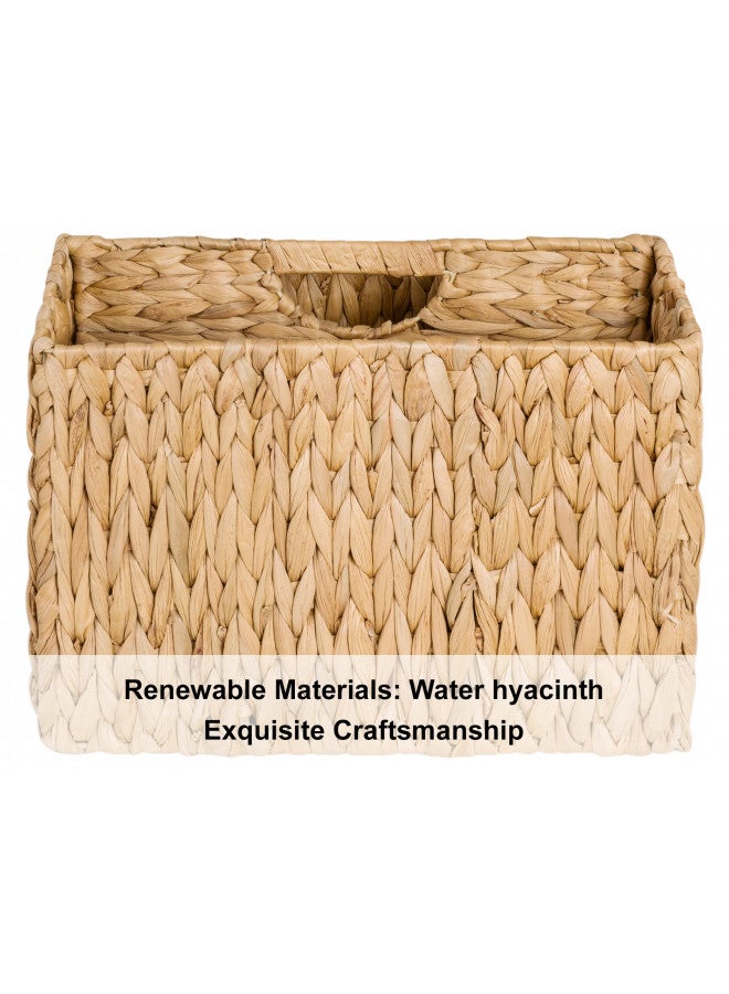 StorageWorks Hand-Woven Divided Magazine Basket, Rattan Magazine Holder, Natural Wicker Magazine Rack for Bathroom, Office, Water Hyacinth, 1 Pack - Image 4