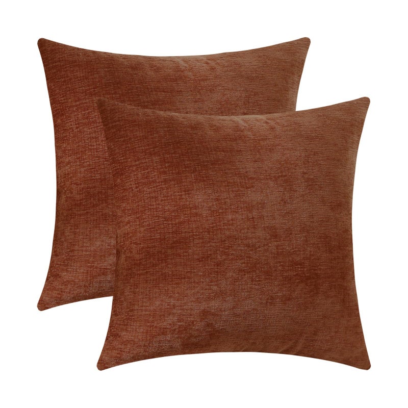 Jeneoo Terracotta Decorative Throw Pillow Covers Soft Chenille Comfy Square Couch Cushion Cases for Living Room Sofa Decor (Set of 2, 18 x 18 Inches) - Image 1