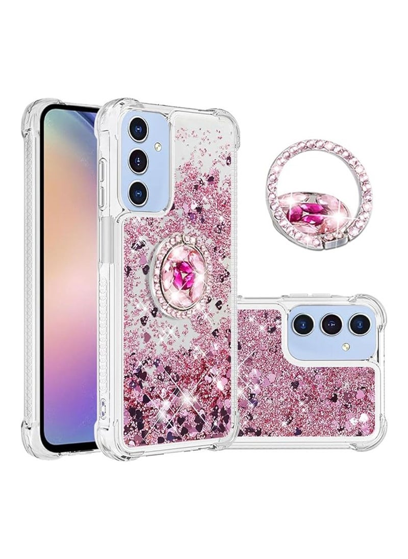 X-level for Samsung Galaxy A15 5G/4G Case with Ring Kickstand, Clear Glitter Bling Sparkle Quicksand Flowing Liquid Soft TPU ShockProof Protective Phone Cover for Samsung Galaxy A15 5G  - Image 1