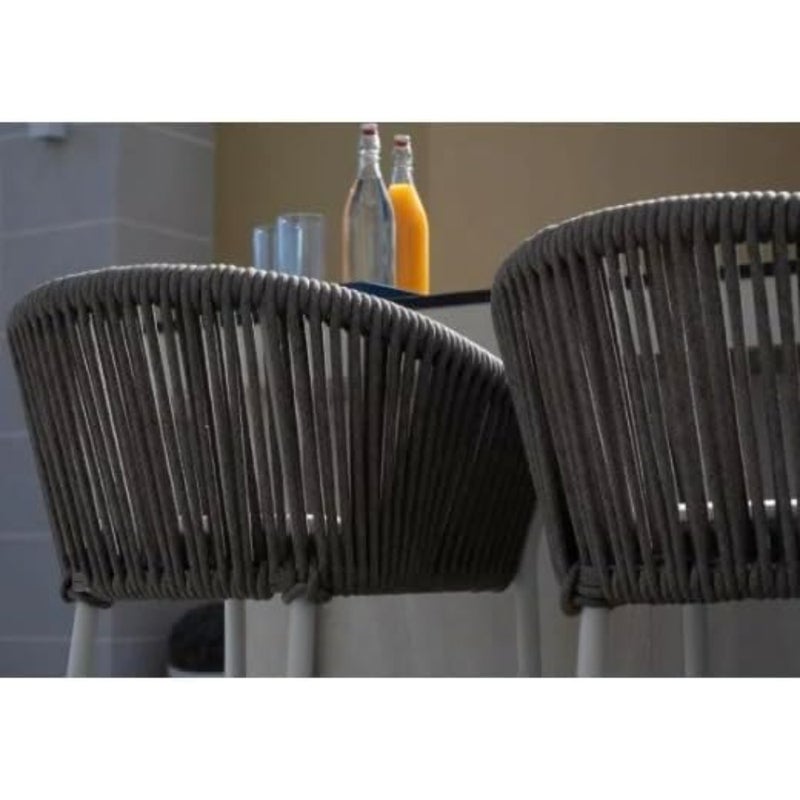 Outdoor Counter Stool With Seat Cushion in White Silver Beige W630 x D585 x H950mm Removable Cushion Liner Aluminium Frame Indoor and Outdoor Dining - Image 3