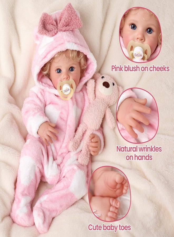BABESIDE Lifelike Reborn Baby Dolls - 17 Inch Soft Body Realistic-Newborn Baby Doll Girl Blond Curly Hair Real Life Baby Dolls with Gift Box for Kids Age 3+ Collectors - Image 2