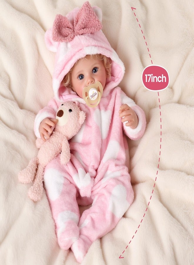 BABESIDE Lifelike Reborn Baby Dolls - 17 Inch Soft Body Realistic-Newborn Baby Doll Girl Blond Curly Hair Real Life Baby Dolls with Gift Box for Kids Age 3+ Collectors - Image 4