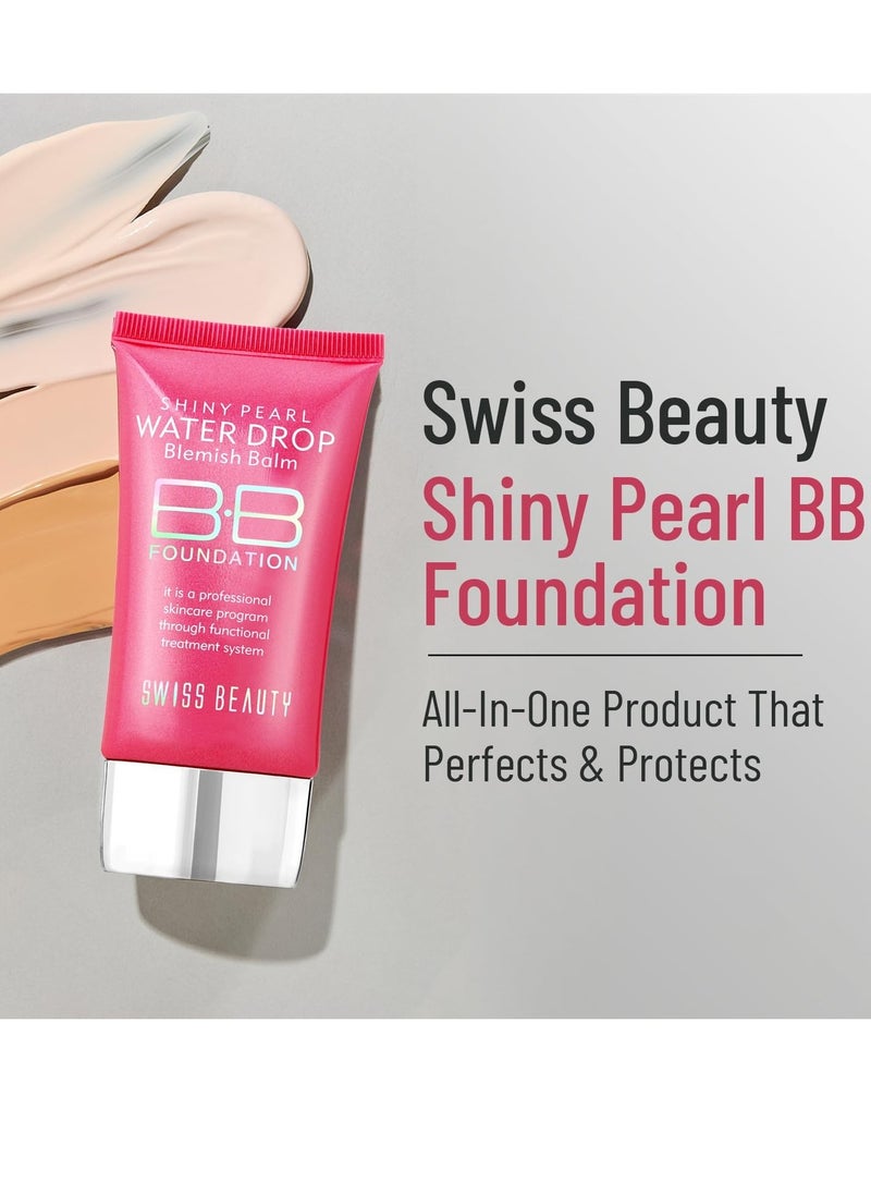 Swiss Beauty Matte Shiny Pearl Water Drop Blemish Long Lasting Balm BB Lightweight  Liquid Foundation Face Makeup  Shade 04  40ml