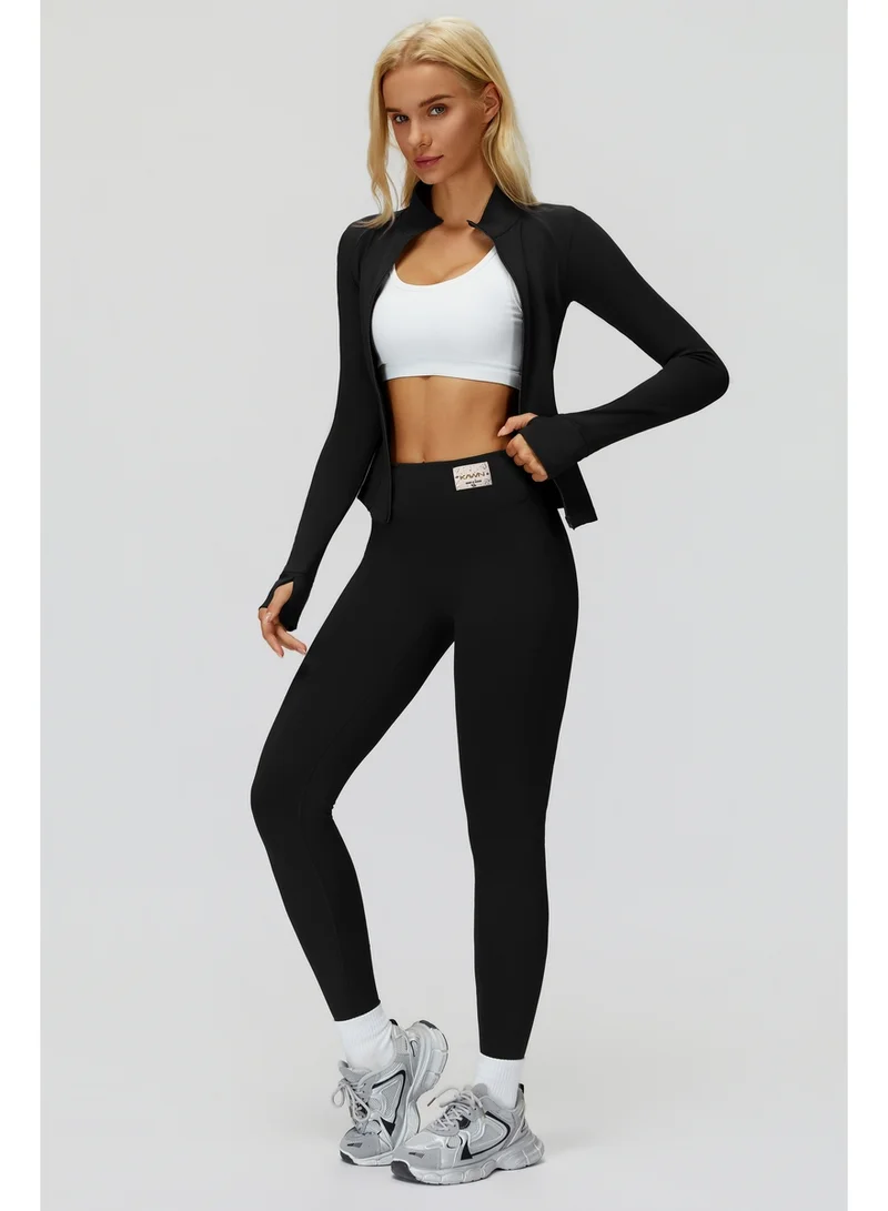 Kawn.yoga Licorice-Black Fitted High-Neck Jacket for Women | Best Price UAE