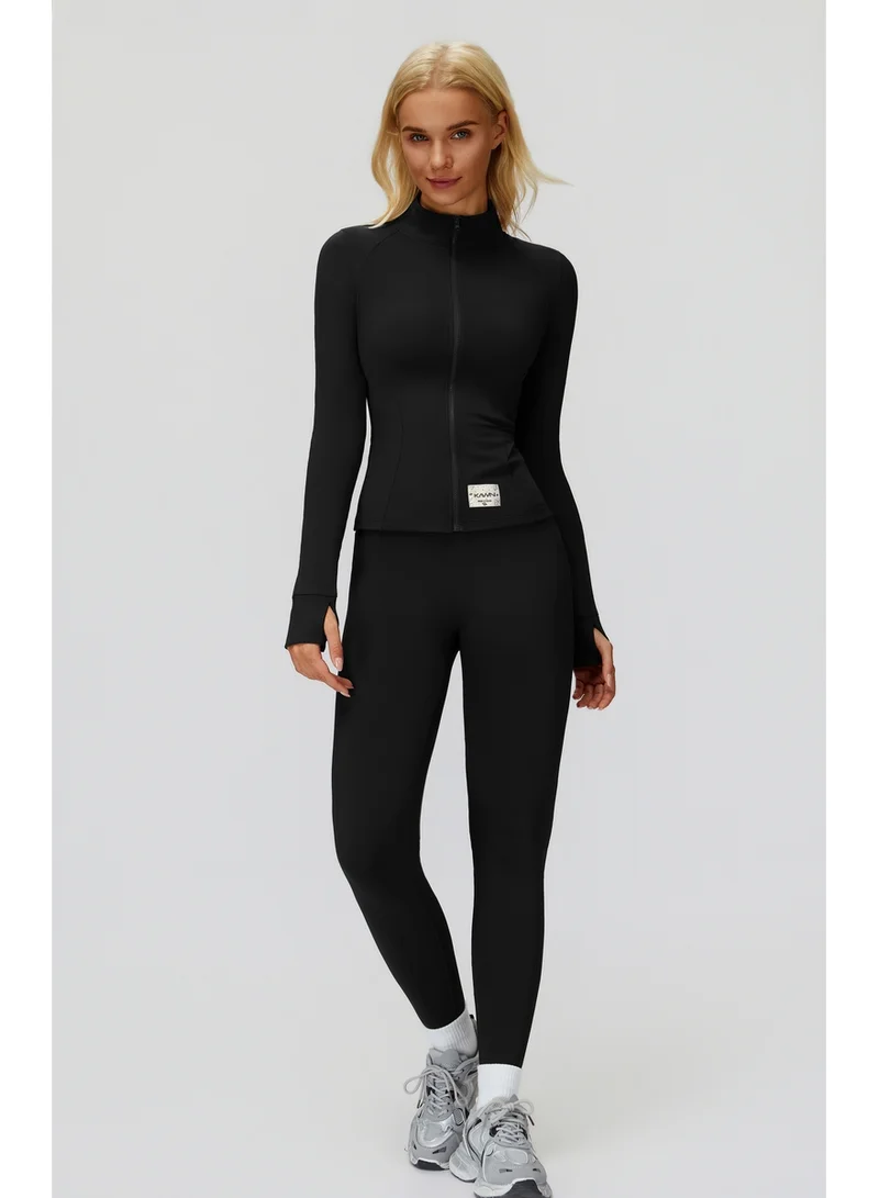 Kawn.yoga Licorice-Black Fitted High-Neck Jacket for Women | Best Price UAE