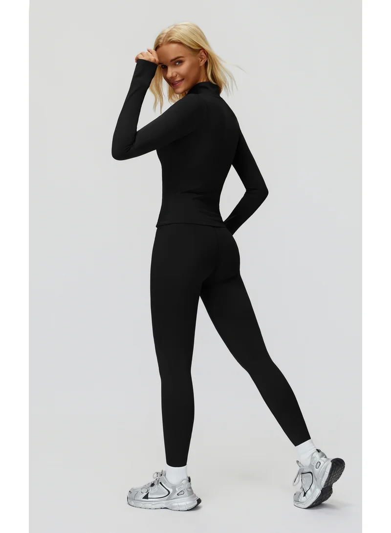 Kawn.yoga Licorice-Black Fitted High-Neck Jacket for Women | Best Price UAE