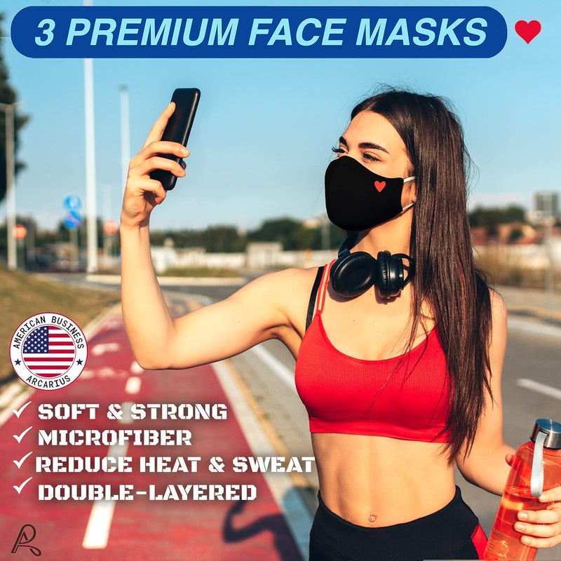 Arcarius Breathable Sports Face Mask – Moisture Wicking Gym & Travel Fit (3-Pack) - Image 2