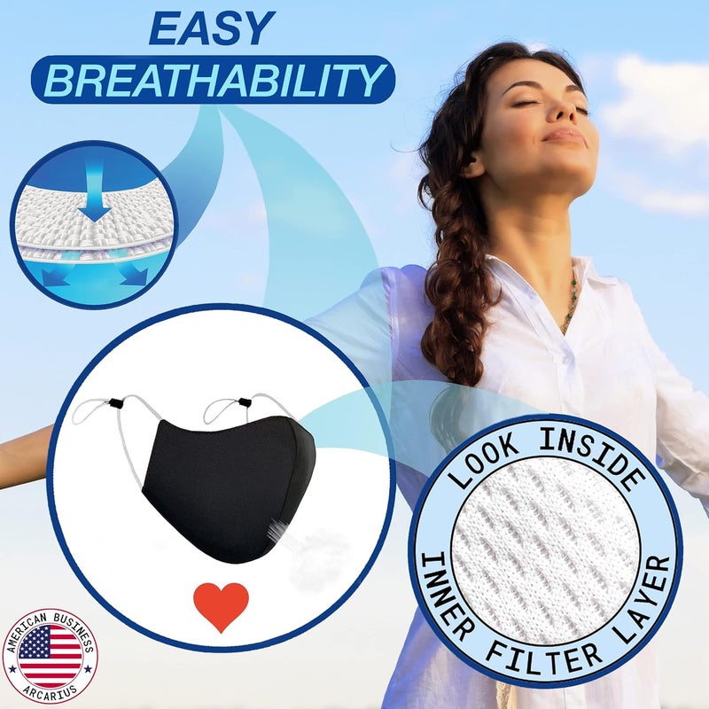 Arcarius Breathable Sports Face Mask – Moisture Wicking Gym & Travel Fit (3-Pack) - Image 4