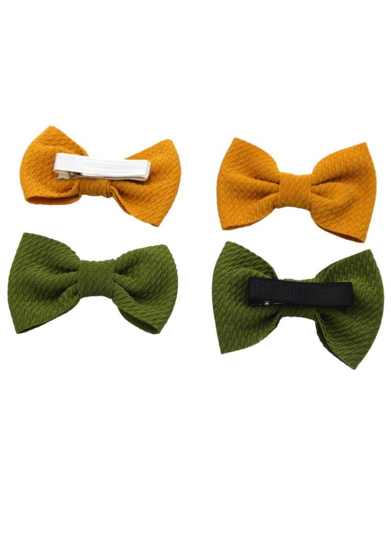 دىدانيالا مجموعة مشابك شعر فيونكة بشريط دانييلا نيشا للأطفال والفتيات - أصفر وأخضر - Image 3