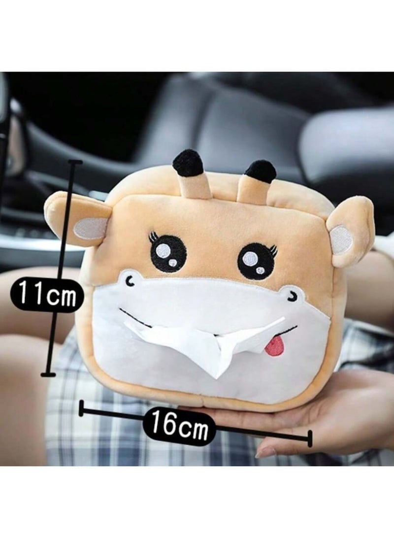 Cute Giraffe Plush Tissue Box Cover – Soft Cartoon Animal Hanging Tissue Holder – Car Sun Visor Napkin Organizer – Decorative Tissue Case for Vehicle Interior - Image 2